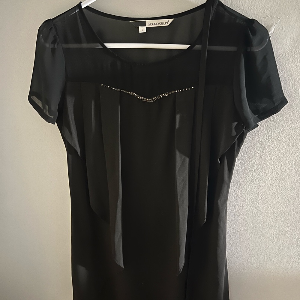 Black Midi Dress with Sheer Shoulders